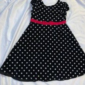 Gymboree Girls Size 7 black velvet polka dot dress